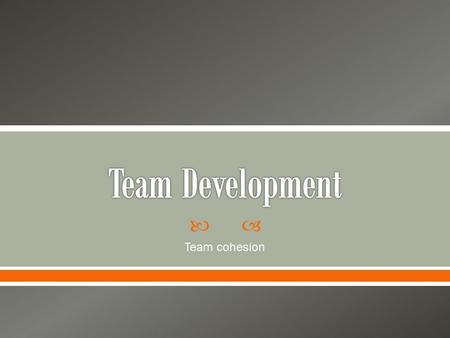 Team Development Team cohesion.