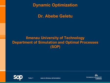 Dynamic Optimization Dr