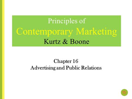 Chapter 16 Advertising and Public Relations