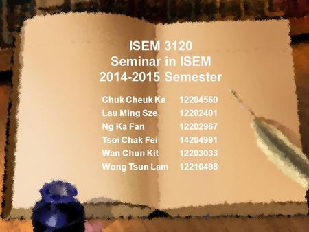 ISEM 3120 Seminar in ISEM Semester