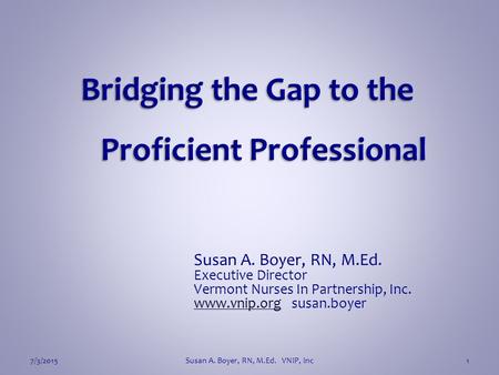Bridging the Gap to the Proficient Professional