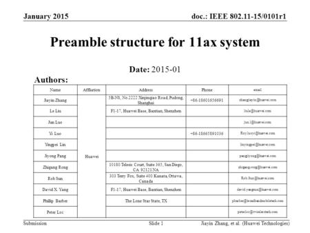 Preamble structure for 11ax system