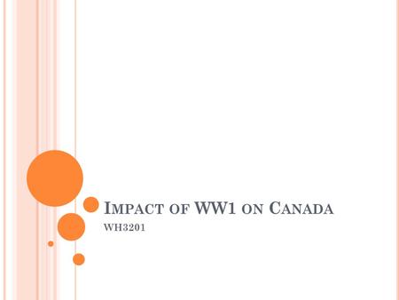 I MPACT OF WW1 ON C ANADA WH3201. 3 M AIN F ORMS Social Economic Political.
