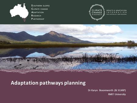 Dr Karyn Bosomworth (& SCARP) RMIT University Adaptation pathways planning.