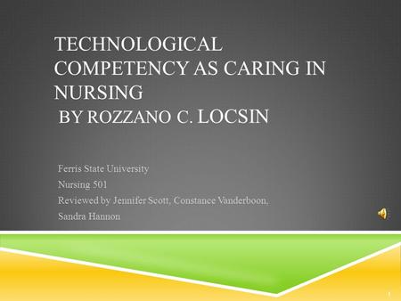 Technological Competency as Caring in Nursing by Rozzano C. Locsin