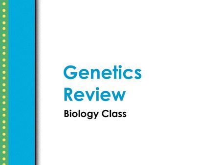 Genetics Review Biology Class. 7/3/2015 2 Vocabulary Review trait -A physical characteristic. heredity -The passing of traits from parents to offspring.