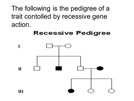The following is the pedigree of a trait contolled by recessive gene action.                                   
