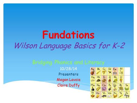 Fundations Wilson Language Basics for K-2