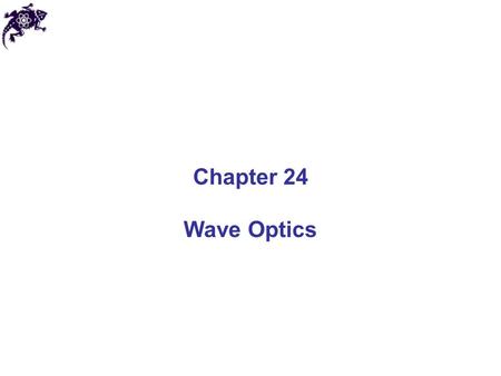 Chapter 24 Wave Optics.