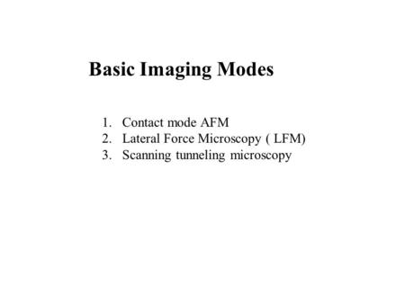 Basic Imaging Modes Contact mode AFM Lateral Force Microscopy ( LFM)