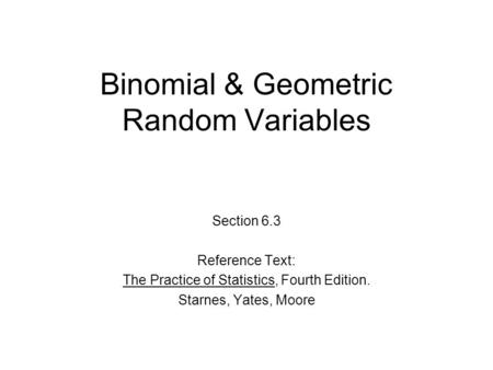 Binomial & Geometric Random Variables