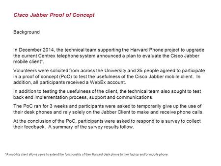 Cisco Jabber Proof of Concept