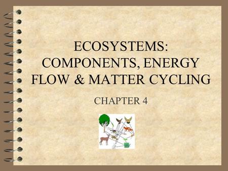 ECOSYSTEMS: COMPONENTS, ENERGY FLOW & MATTER CYCLING CHAPTER 4.