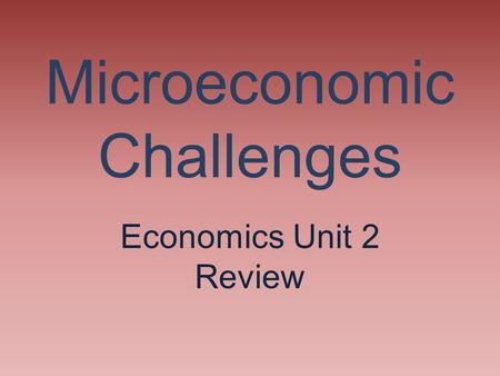 Microeconomic Challenges