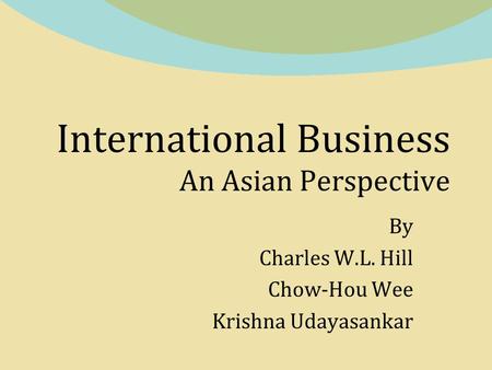 International Business An Asian Perspective