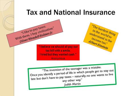 Tax and National Insurance