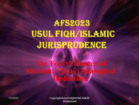 AFS2023 USUL FIQH/ISLAMIC JURISPRUDENCE