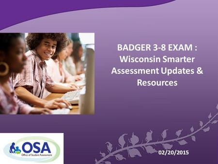BADGER 3-8 EXAM : Wisconsin Smarter Assessment Updates & Resources 02/20/2015.