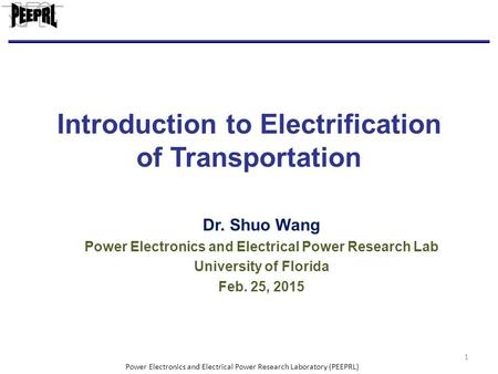 Introduction to Electrification of Transportation