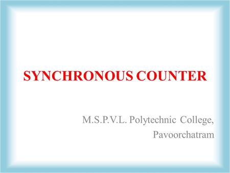 M.S.P.V.L. Polytechnic College, Pavoorchatram