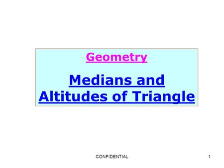 Medians and Altitudes of Triangle