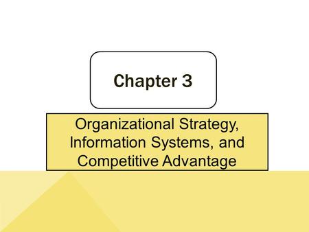Chapter 3 Organizational Strategy, Information Systems, and Competitive Advantage.