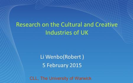 Research on the Cultural and Creative Industries of UK