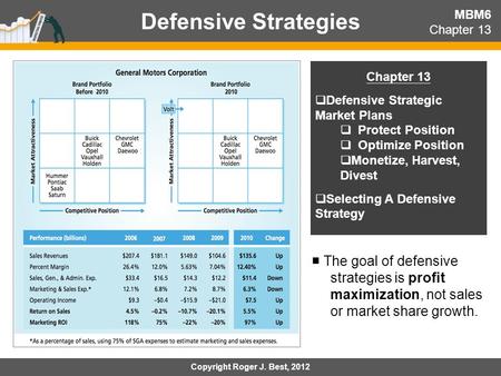 Defensive Strategies MBM6 Chapter 13 Chapter 13