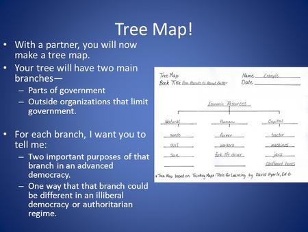 Tree Map! With a partner, you will now make a tree map.