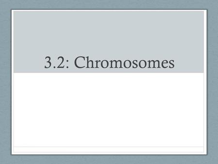 3.2: Chromosomes.