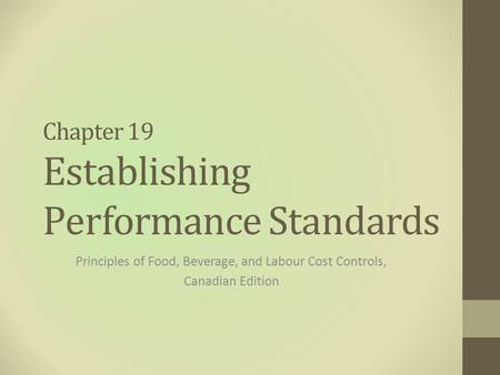 Chapter 19 Establishing Performance Standards