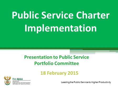 Public Service Charter Implementation