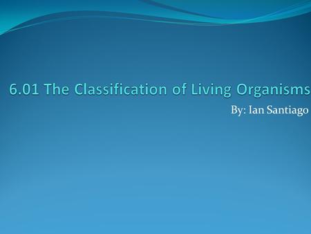 6.01 The Classification of Living Organisms
