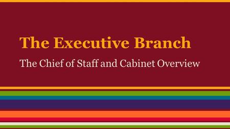 The Executive Branch The Chief of Staff and Cabinet Overview.