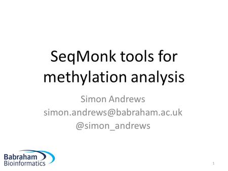 SeqMonk tools for methylation analysis