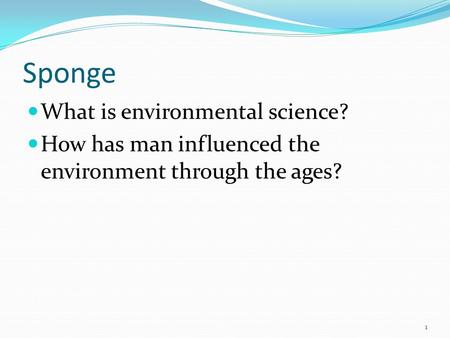 Sponge What is environmental science?