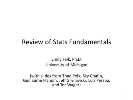 Review of Stats Fundamentals