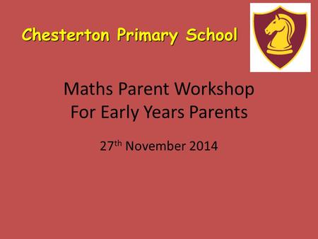 Maths Parent Workshop For Early Years Parents