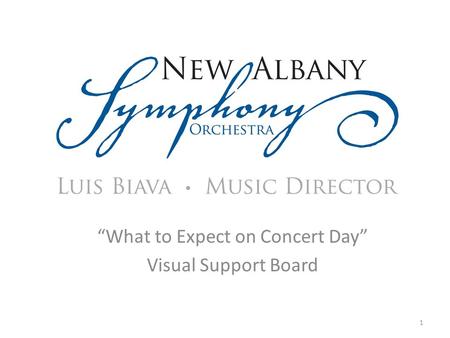 “What to Expect on Concert Day” Visual Support Board 1.