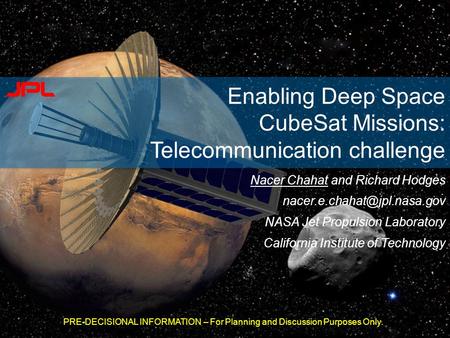 Enabling Deep Space CubeSat Missions: Telecommunication challenge