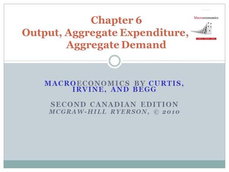MACROECONOMICS BY CURTIS, IRVINE, AND BEGG SECOND CANADIAN EDITION MCGRAW-HILL RYERSON, © 2010 Chapter 6 Output, Aggregate Expenditure, and Aggregate Demand.