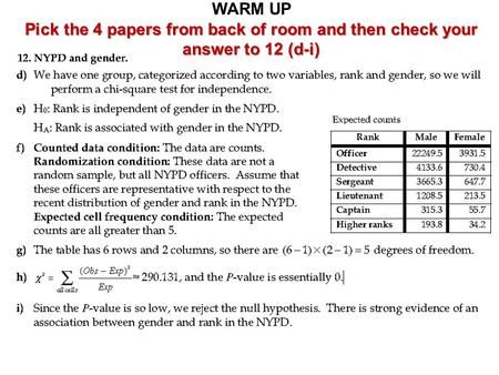 WARM UP Pick the 4 papers from back of room and then check your answer to 12 (d-i)