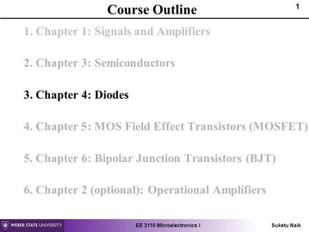 Course Outline 1. Chapter 1: Signals and Amplifiers