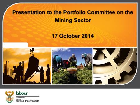 Presentation to the Portfolio Committee on the Mining Sector 17 October 2014.