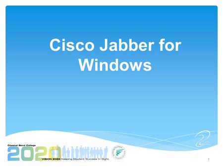 Cisco Jabber for Windows 1. A software application for your computer that integrates with your phones and lets you access presence, instant messaging.