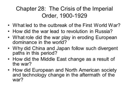 Chapter 28: The Crisis of the Imperial Order,