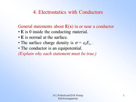 4. Electrostatics with Conductors