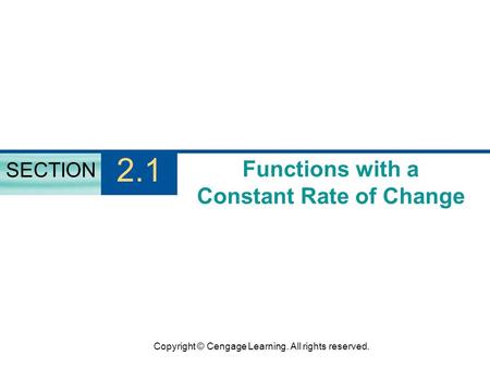 Functions with a Constant Rate of Change