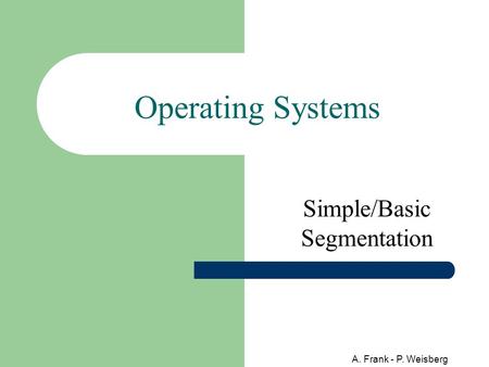 A. Frank - P. Weisberg Operating Systems Simple/Basic Segmentation.