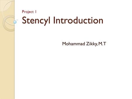 Project 1 Stencyl Introduction